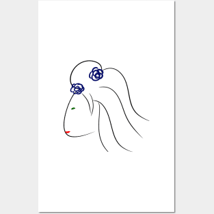 Minimal woman with flowers Posters and Art